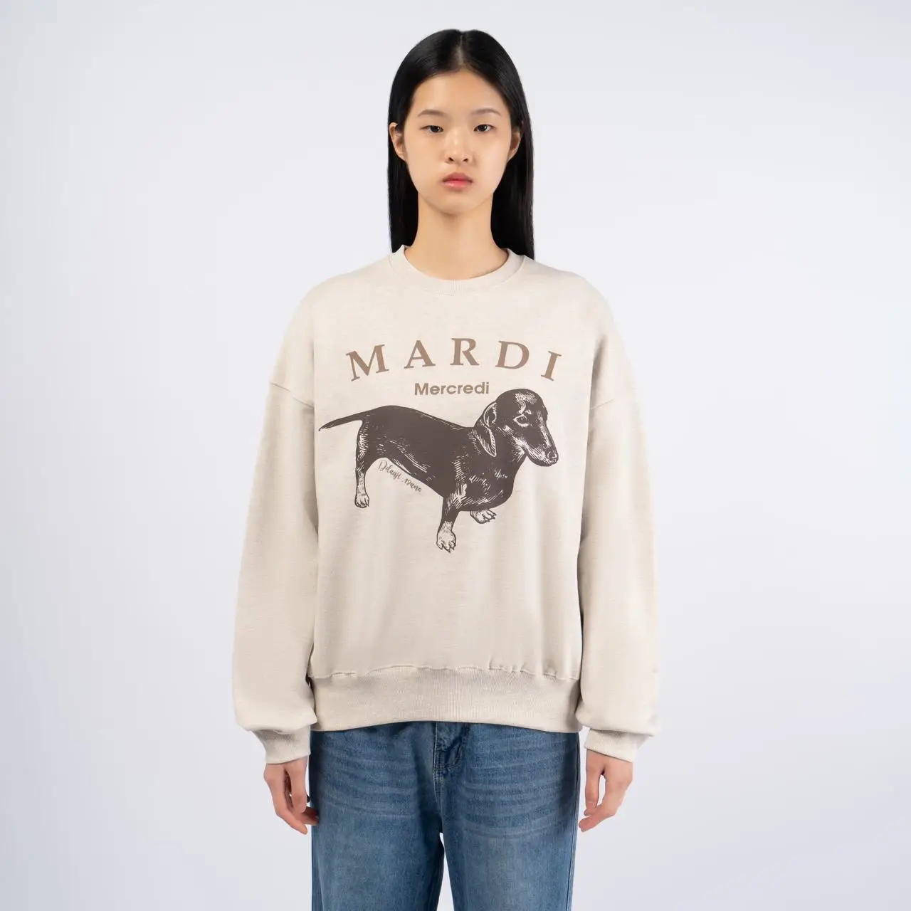 M*n様 MARDI MERCREDI SWEATSHIRT DDANJI_OA Mardi Mercredi Ddanji Sweatshirt Oatmeal Beige – voilà.id