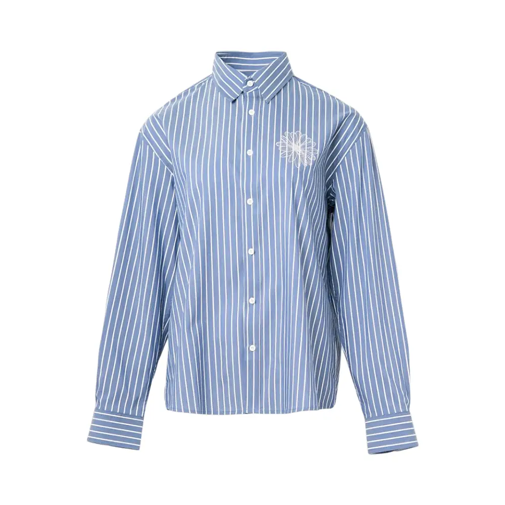 Mardi Mercredi シャツ COTTON SHIRT STRIPE Mardi Mercredi Cotton Shirt Stripe Navy Ivory – voilà.id