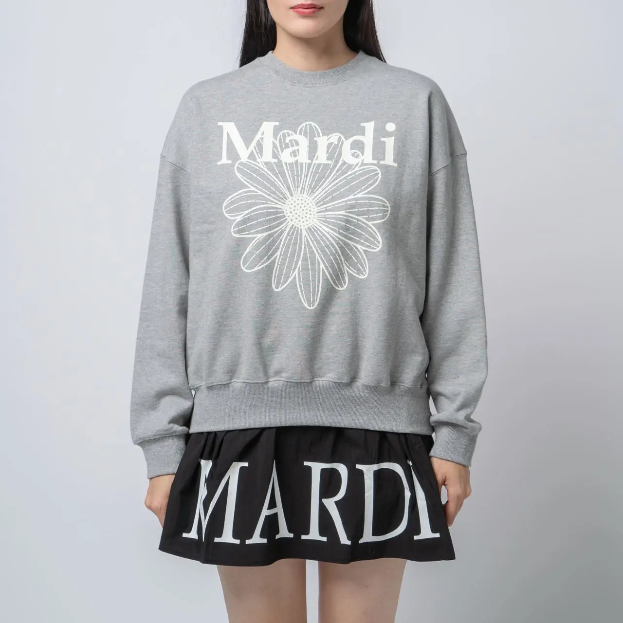 Mardi Mercredi Flower Sweatshirt Grey Ivory – voilà.id