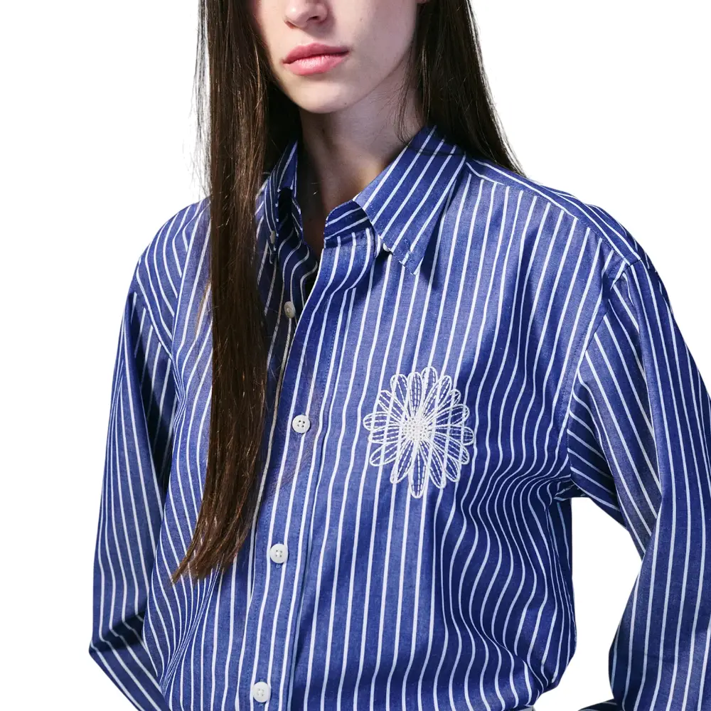 Mardi Mercredi Oxford Shirt Stripe Navy Ivory – voilà.id
