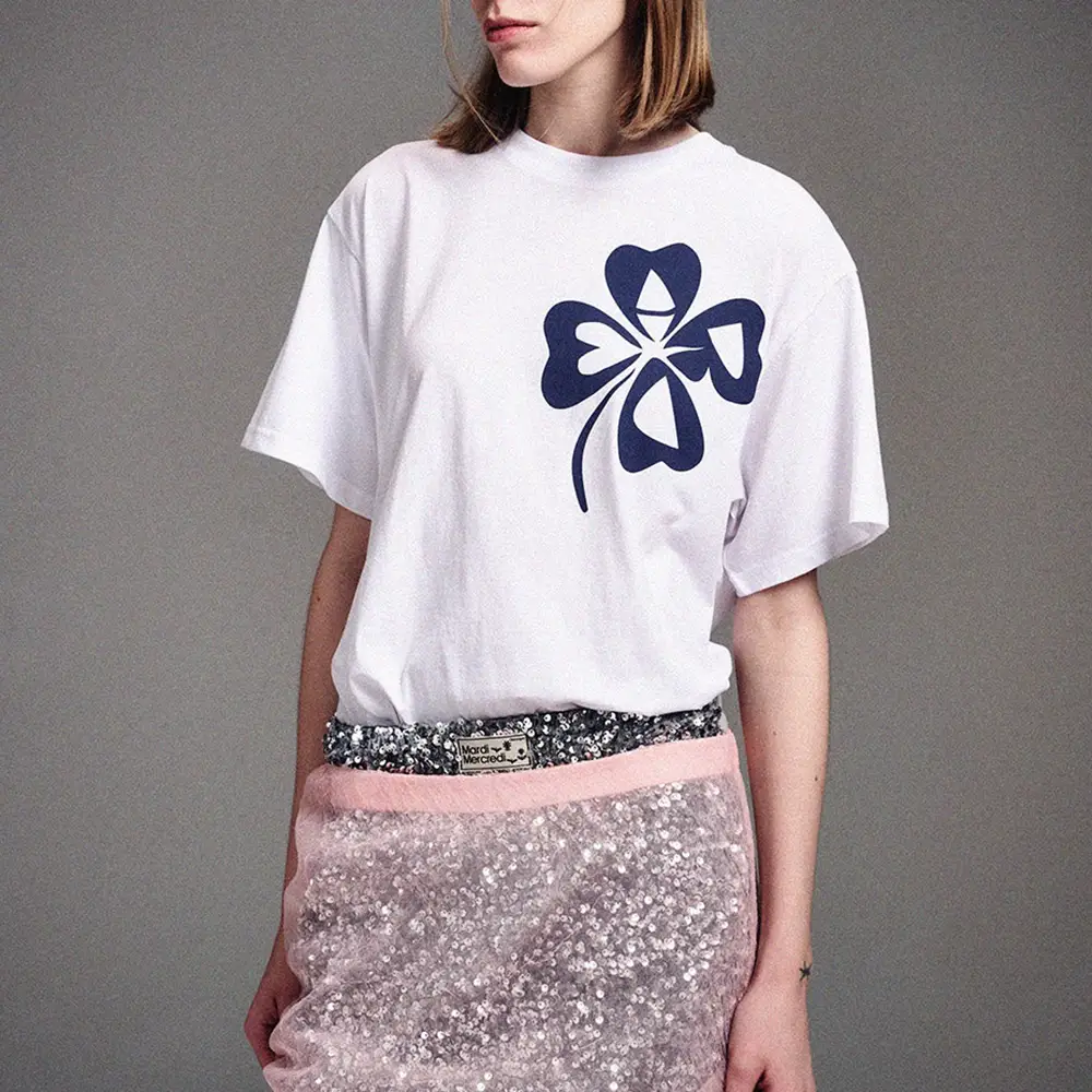 Mardi Mercredi Clover T-Shirt White Navy – voilà.id