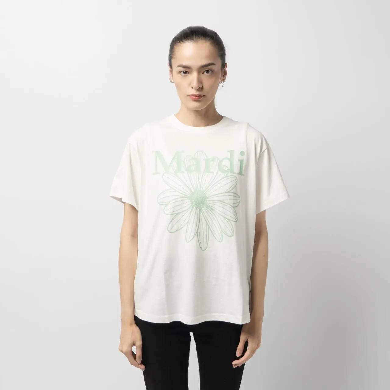 ●Mardi Mercredi●UNISEX TSHIRT BIG FLOWER MAN_WHITE Mardi Mercredi Flower M Logo Oversized T-Shirt White Fuchsia