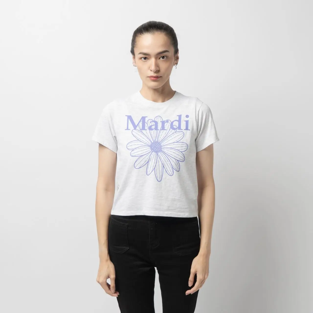 ●Mardi Mercredi●UNISEX TSHIRT LONG SLEEVE FLOWER_GREY Mardi Mercredi TSHIRT LONG SLEEVE STRIPE_IVORY GREEN(Pre