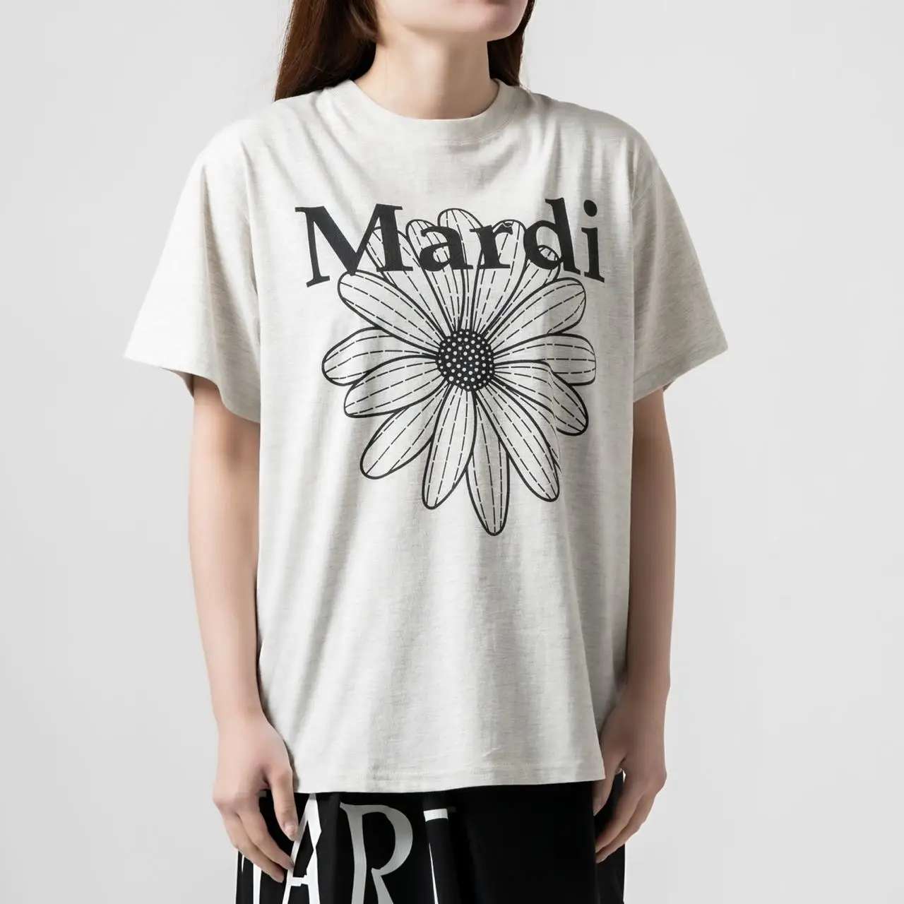 Mardi Mercredi Flower M Logo Oversized T-Shirt Oatmeal Black