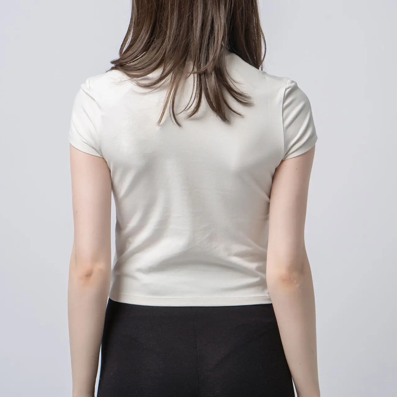 Mardi Mercredi Cropped Flower T-Shirt Light Beige Green