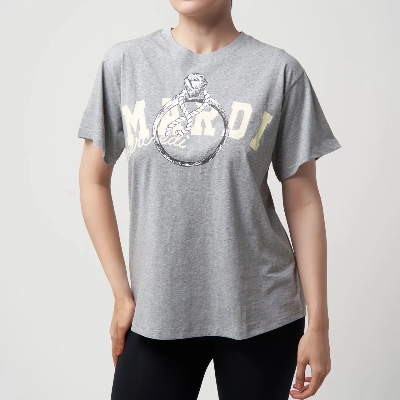 ●Mardi Mercredi●UNISEX TSHIRT TURNTABLE LOGO_GREY Ships from June 27] UNISEX TSHIRT TURNTABLE LOGO_GREY