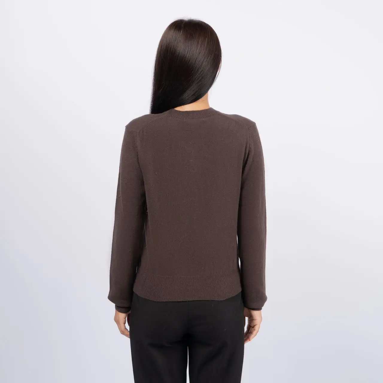 Mardi Mercredi Cashmere Blended Round Neck Cardigan Brown Latte
