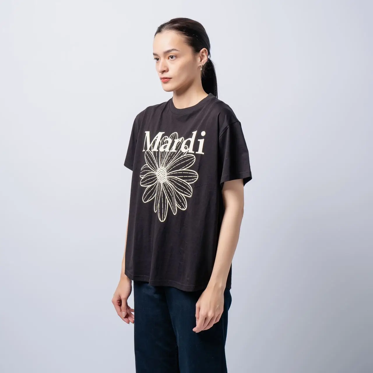 Mardi Mercredi Flower M Logo Oversized T-Shirt Black Cream