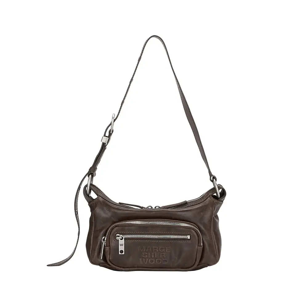Marge Sherwood Outpocket Hobo Mini Bag Glossy Plain Leather