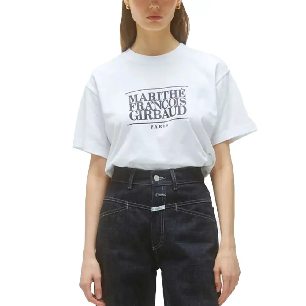 ★Marithe + Francois Girbaud★ REGULAR LOGO TEE white MFG45C Marithé François Girbaud W Classic Logo T-Shirt White – voilà.id