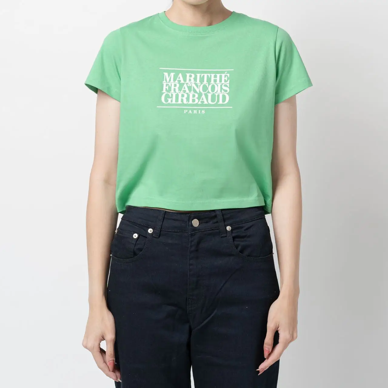 ★Marithe + Francois Girbaud★ W RIBBON GRAPHIC CROP TEE ivo W RIBBON GRAPHIC CROP TEE ivory - MARITHÉ+FRANҪOIS GIRBAUD