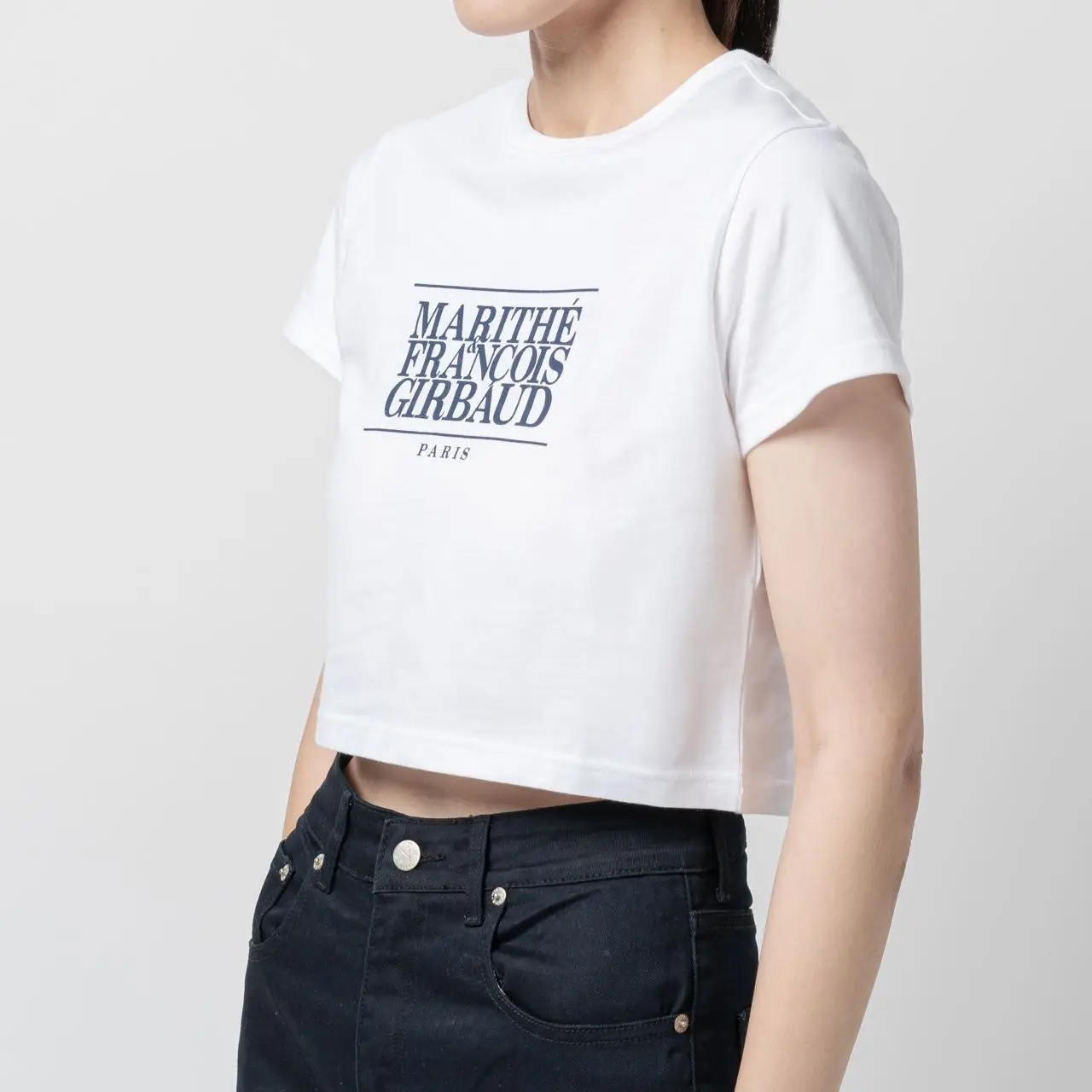 Marithé François Girbaud W Classic Logo Crop T-Shirt White