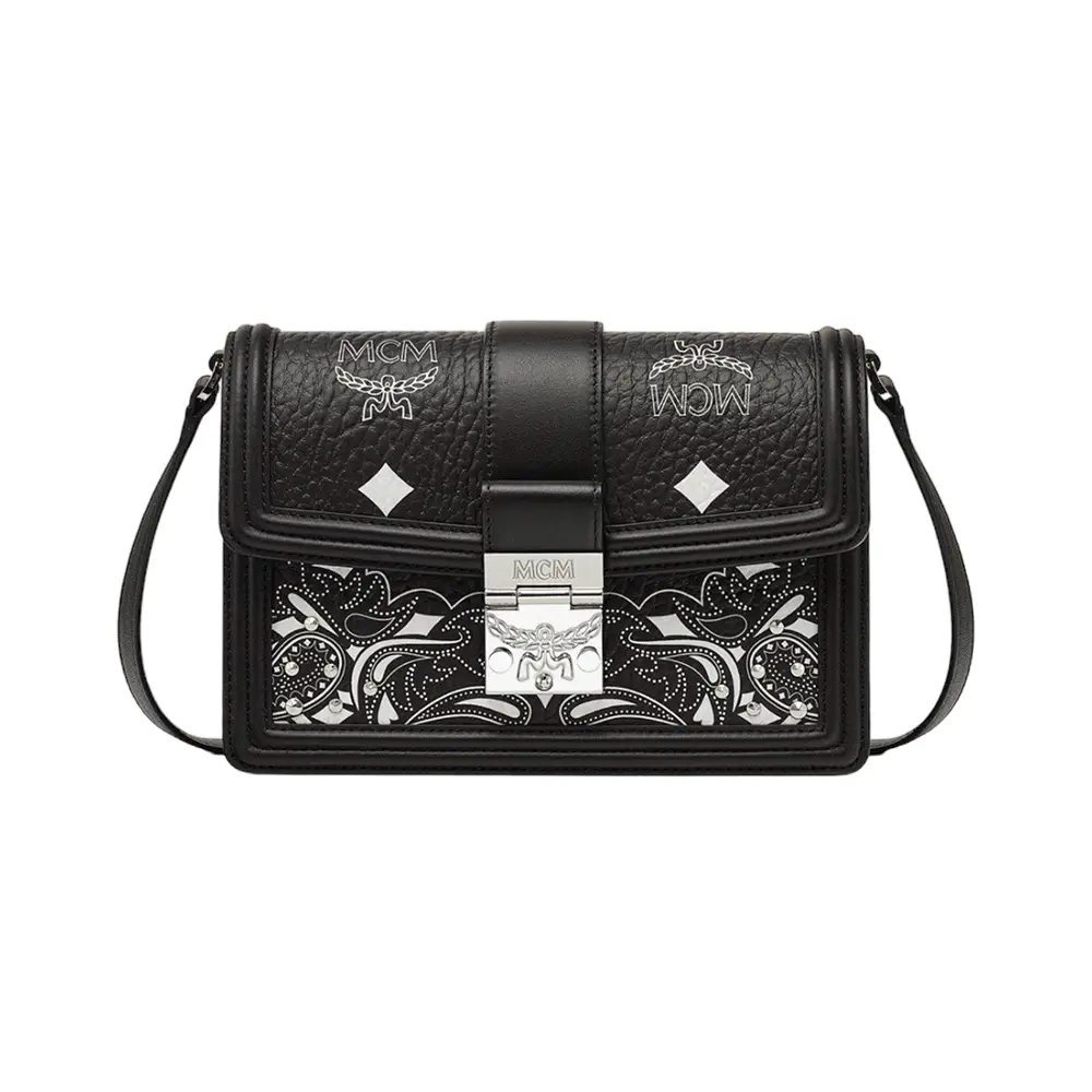 MCM Small Tracy Shoulder Bag in Studded Bandana Visetos