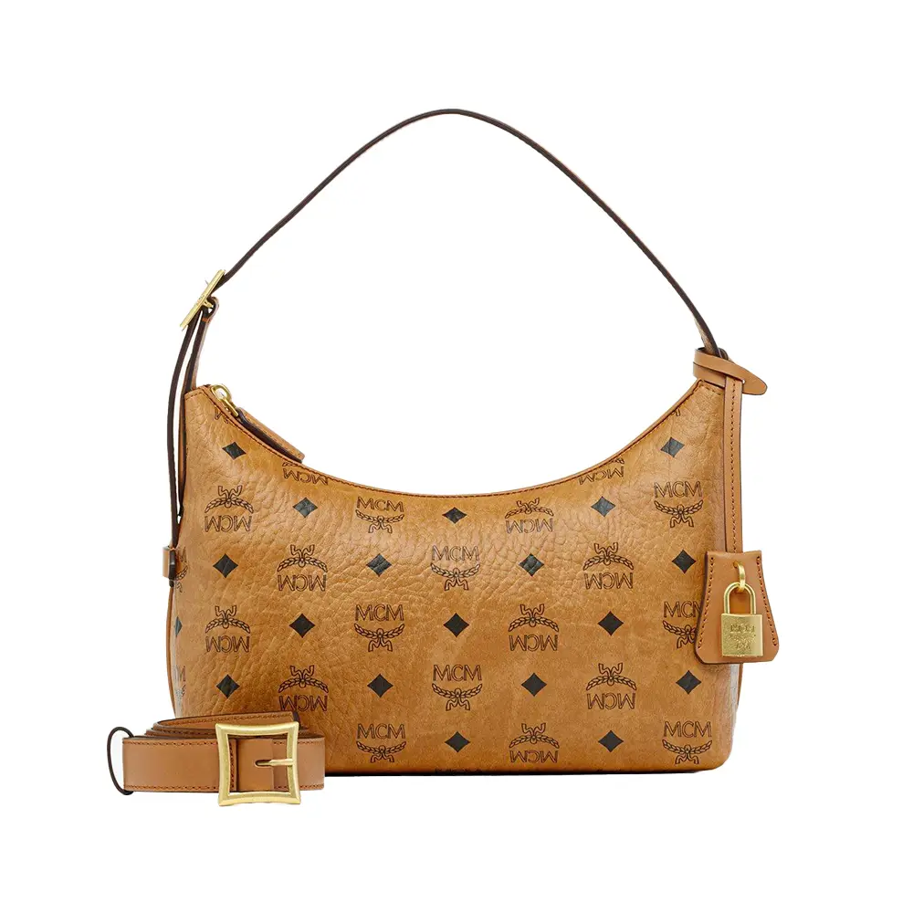 MCM Small Aren Visetos Hobo Bag Cognac – voilà.id