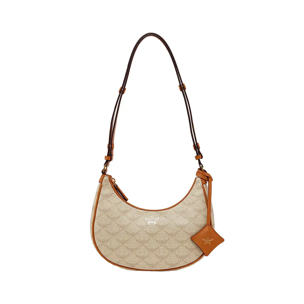 MCM Small Himmel Lauretos Ascending Moon Hobo Bag Beige