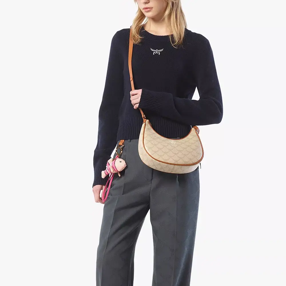 【MCM】Himmel Loretos Ascending Moon Hobo bag/全国送料込み Buy MCM Neutral Small Himmel Ascending Moon Hobo Bag in
