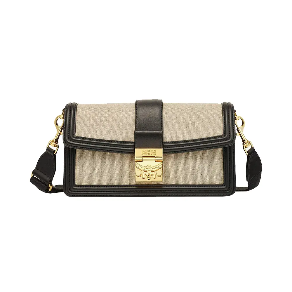 MCM Small Tracy Shoulder Bag in Linen Black – voilà.id