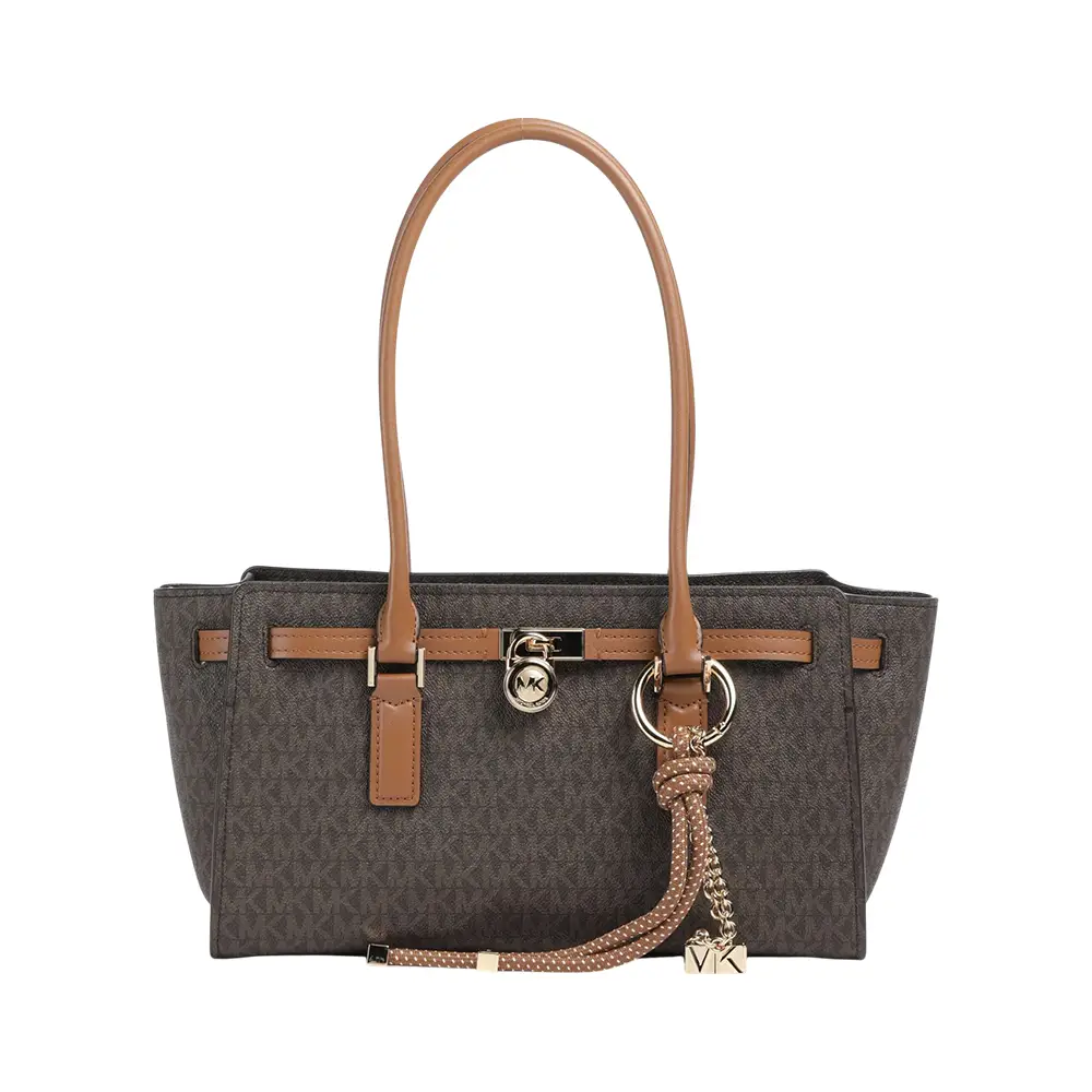 Michael Kors Jet Set Large Logo Chain Shoulder Bag Brown Acorn