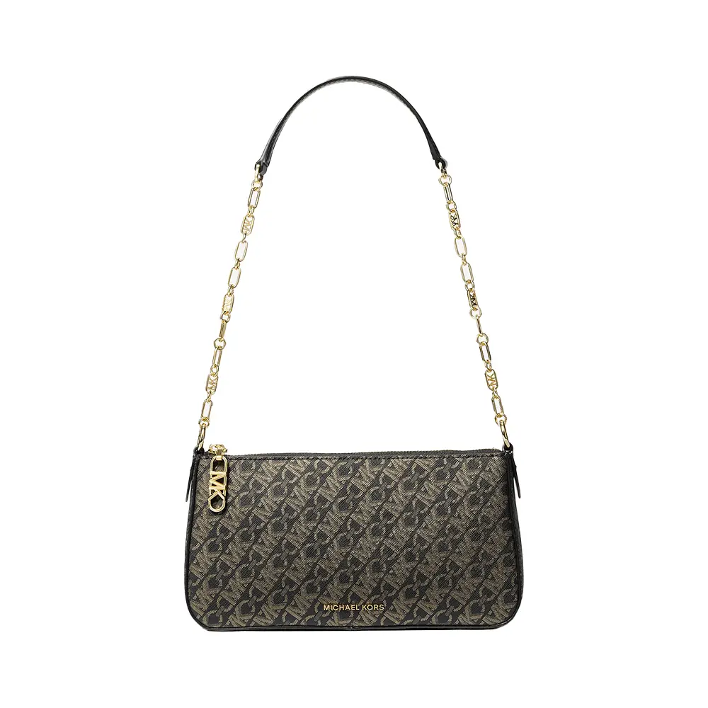 Michael Kors Moore Medium Signature Logo Shoulder Bag Brown