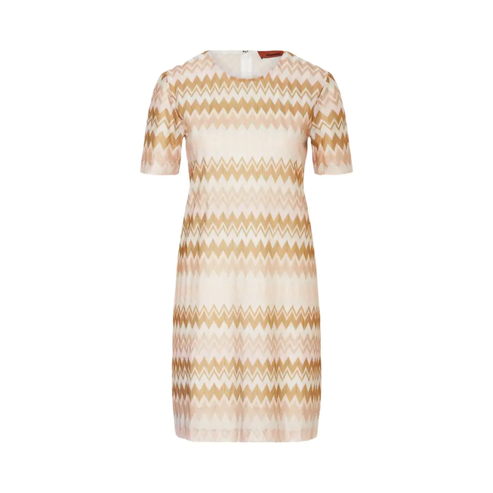 Missoni Ribbed Crew Neck Mini Dress Viscose Blend Knit with