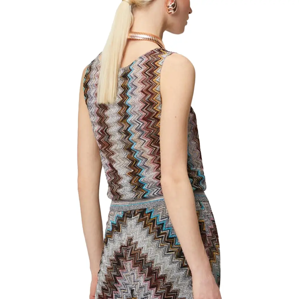 Missoni Sleeveless Top with Lame Slub Zigzag Motif