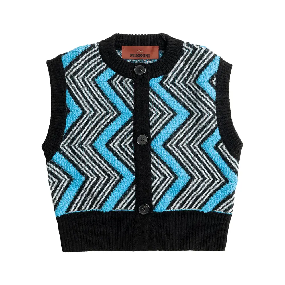 Missoni Zigzag Longsleeves Knit Top Blue White – voilà.id
