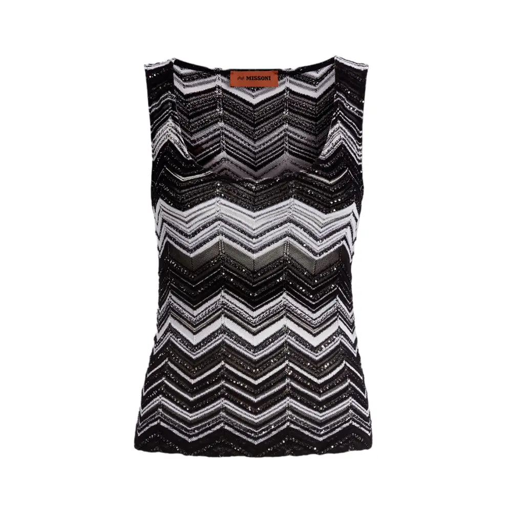 Missoni Zig-Zag Pattern with Sequins Viscose Chevron Tank