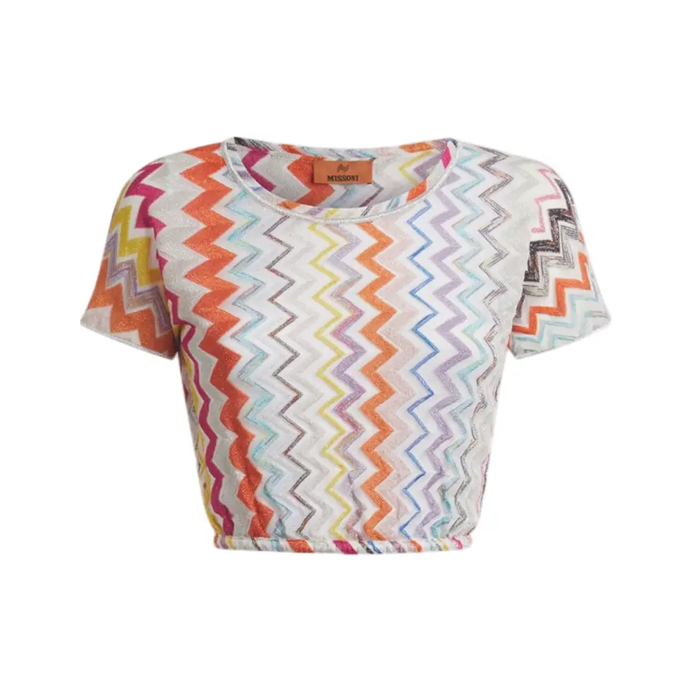 Missoni Viscose Blend Chevron Crop Top with Lurex