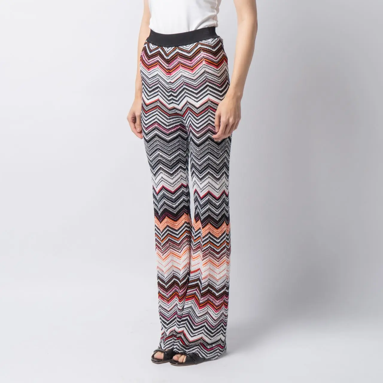 Missoni Viscose Chevron Trousers with Sequins Black Pink