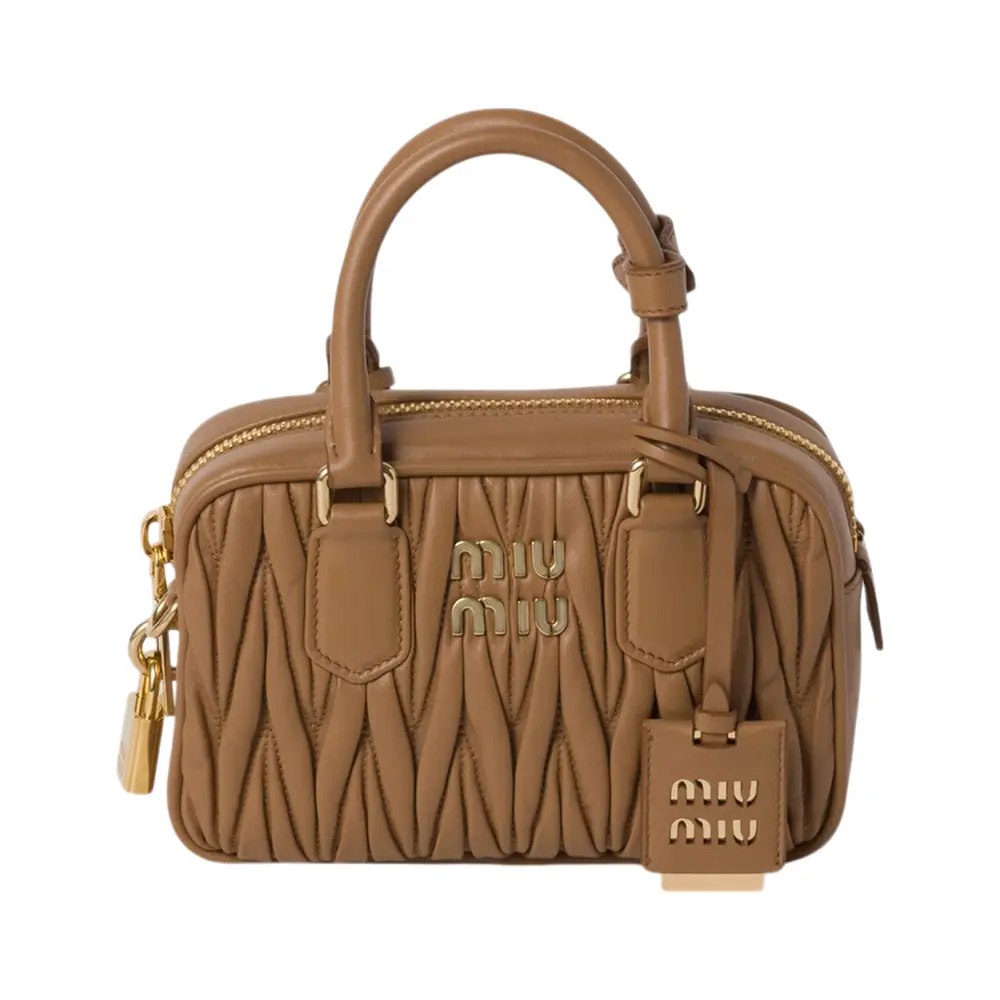 Miu Miu Arcadie Matelassé Nappa Leather Bag Caramel – voilà.id