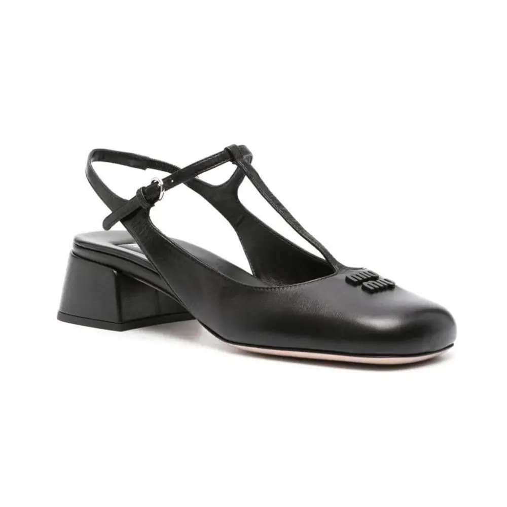 Miu Miu Logo 35 Patent Leather Slingback Pumps Black – voilà.id Miu Miu Logo 35 Patent Leather Slingback Pumps Black – voilà.id