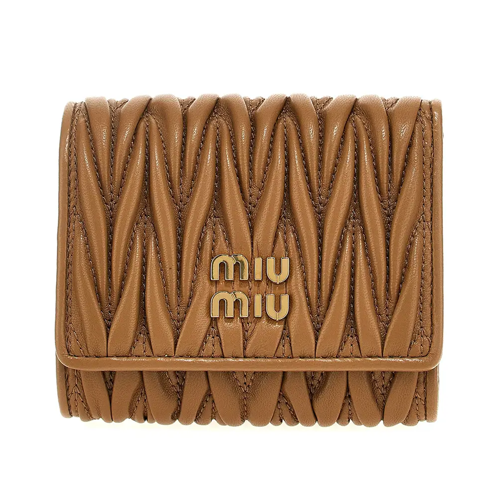 小物 MIU MIU Leather Wallet Miu Miu Leather shoulder strap wallet for Women - Brown in