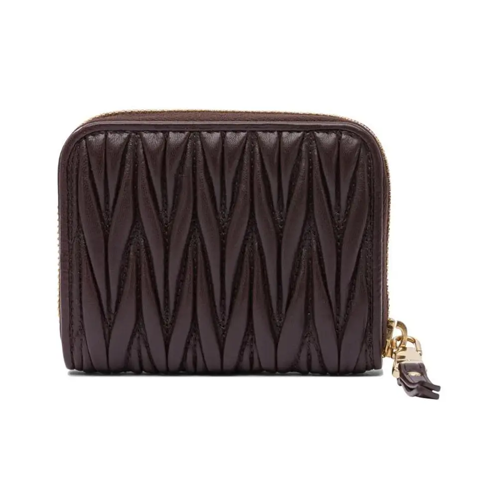 Miu Miu Small Matelasse Nappa Leather Zip Wallet Briarwood – voilà.id