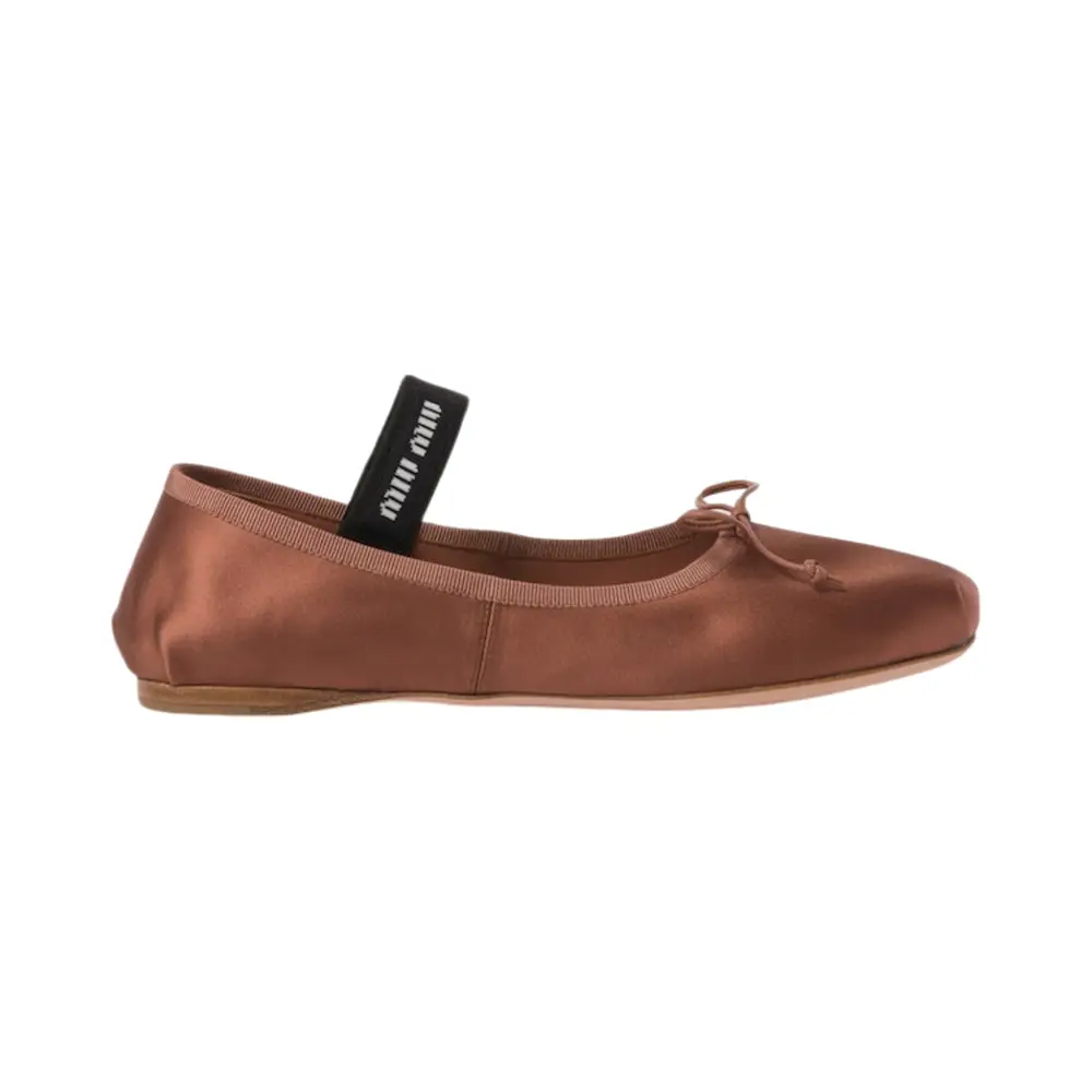 【爆買い！】 Band Elastic with Ballerina Satin Miu Miu Cocoa voilà.id – Brown 靴