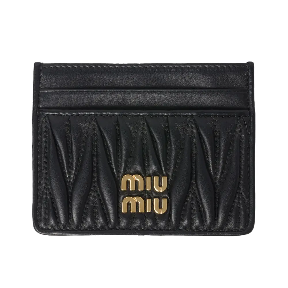 Miu Miu Matelasse Nappa Leather Card Holder Black – voilà.id