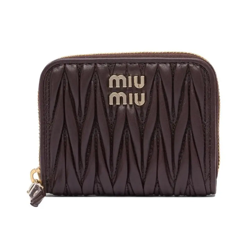 小物 MIU MIU Leather Wallet Miu Miu Small Matelassé Nappa Leather Trifold Wallet