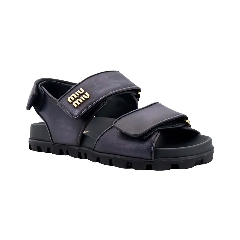 Miu Miu Closure Double Velcro Strap Sandal Extralight Black Miu Miu Closure Double Velcro Strap Sandal Extralight Black