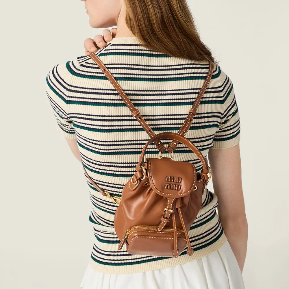 Miu Miu Leather Mini Backpack Cognac – voilà.id