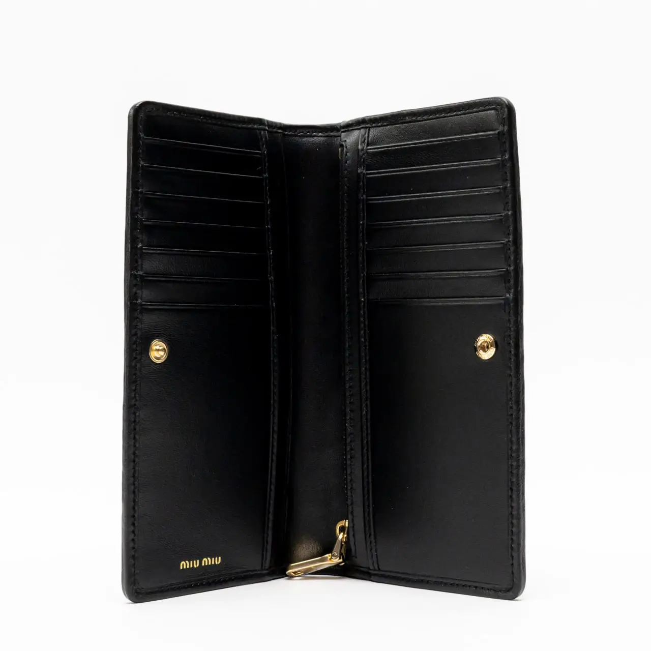 【Miu Miu】 Matelasse Nappa Leather Wallet Black Black Large Matelassé Nappa Leather Wallet | Miu Miu