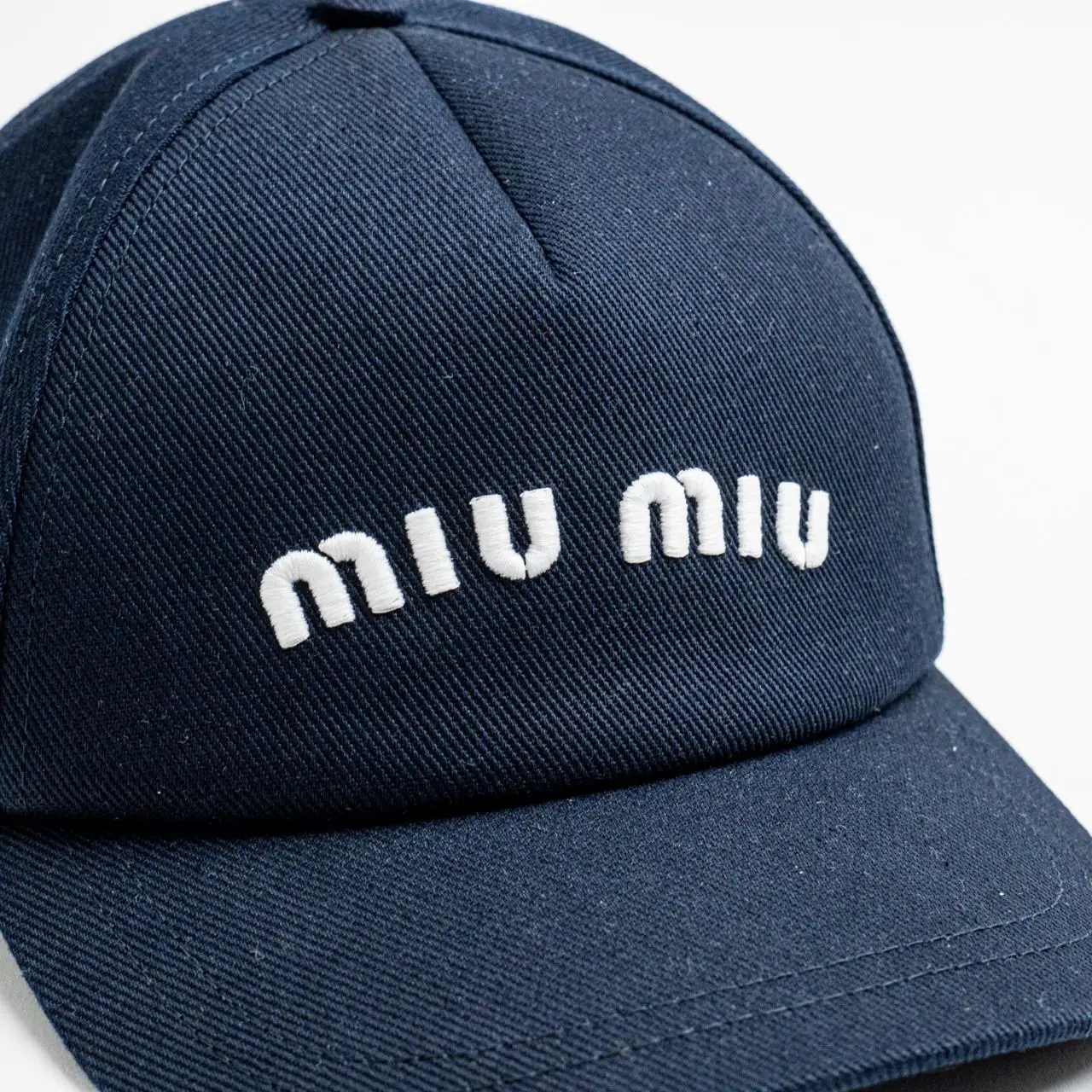 Miu Miu Drill Baseball Cap Navy White – voilà.id