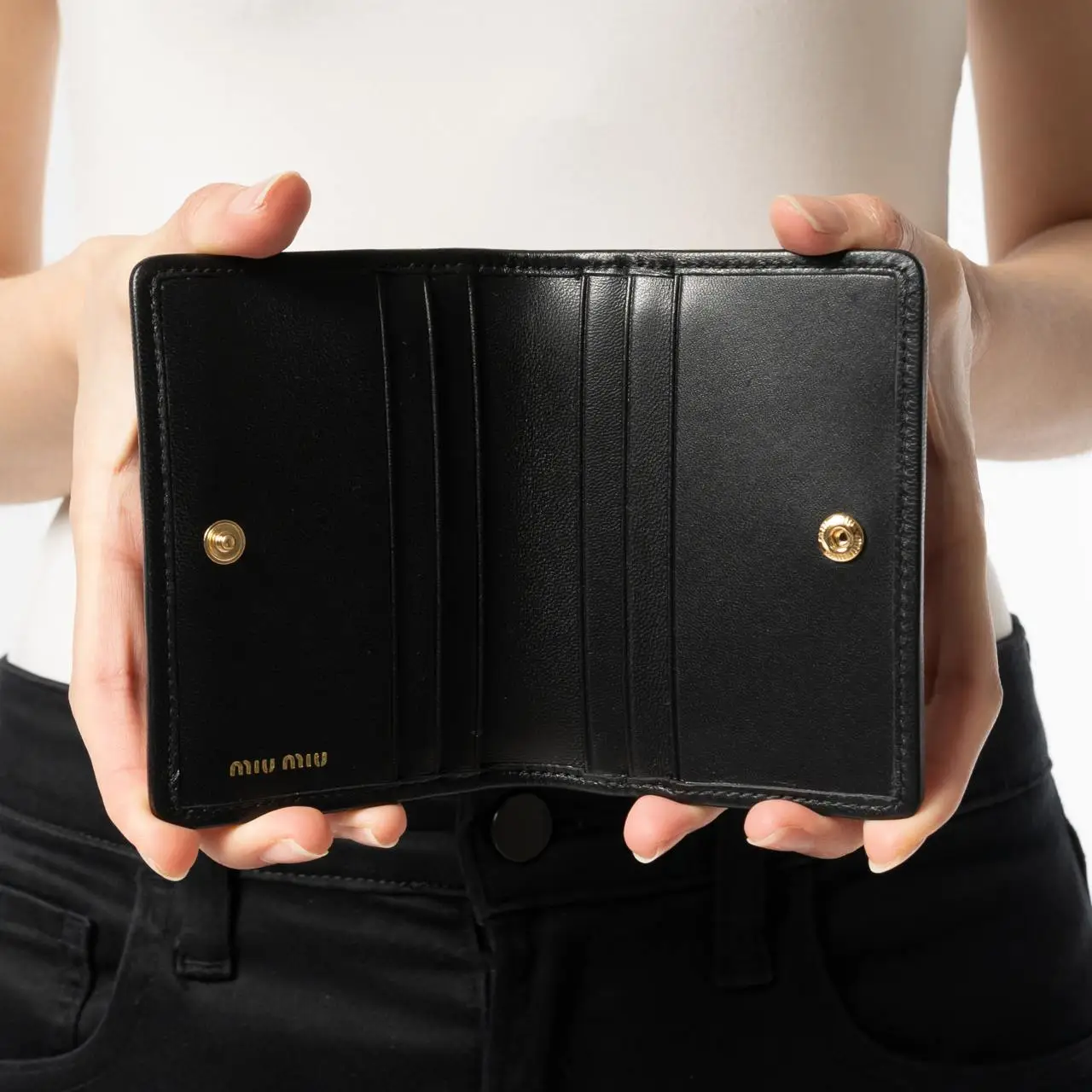 Miu Miu Matelasse Nappa Leather Card Holder Pocket Black