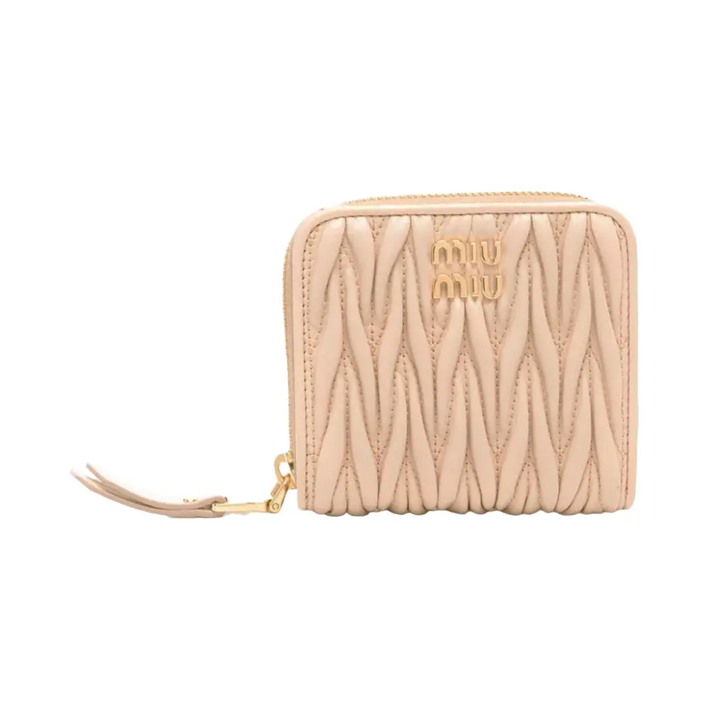 ★MIU MIU★25SS★Small Matelasse Zipper Wallet Pink 5ML024AF ☆MIU MIU☆25SS☆Small Matelasse Zipper Wallet Pink 5ML024AF