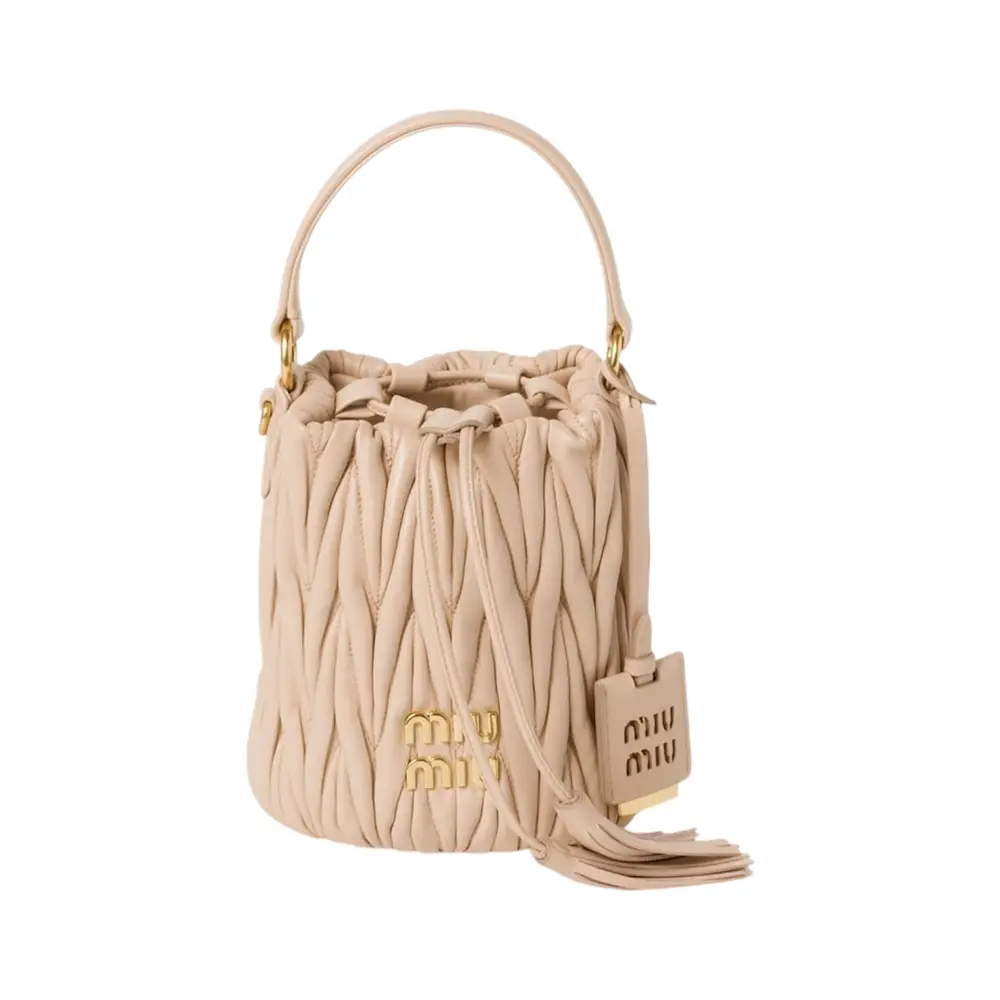 【Miu Miu】Matelasse Nappa Leather Bucket Bag Cornflower Cornflower Matelassé Nappa Leather Bucket Bag | Miu Miu