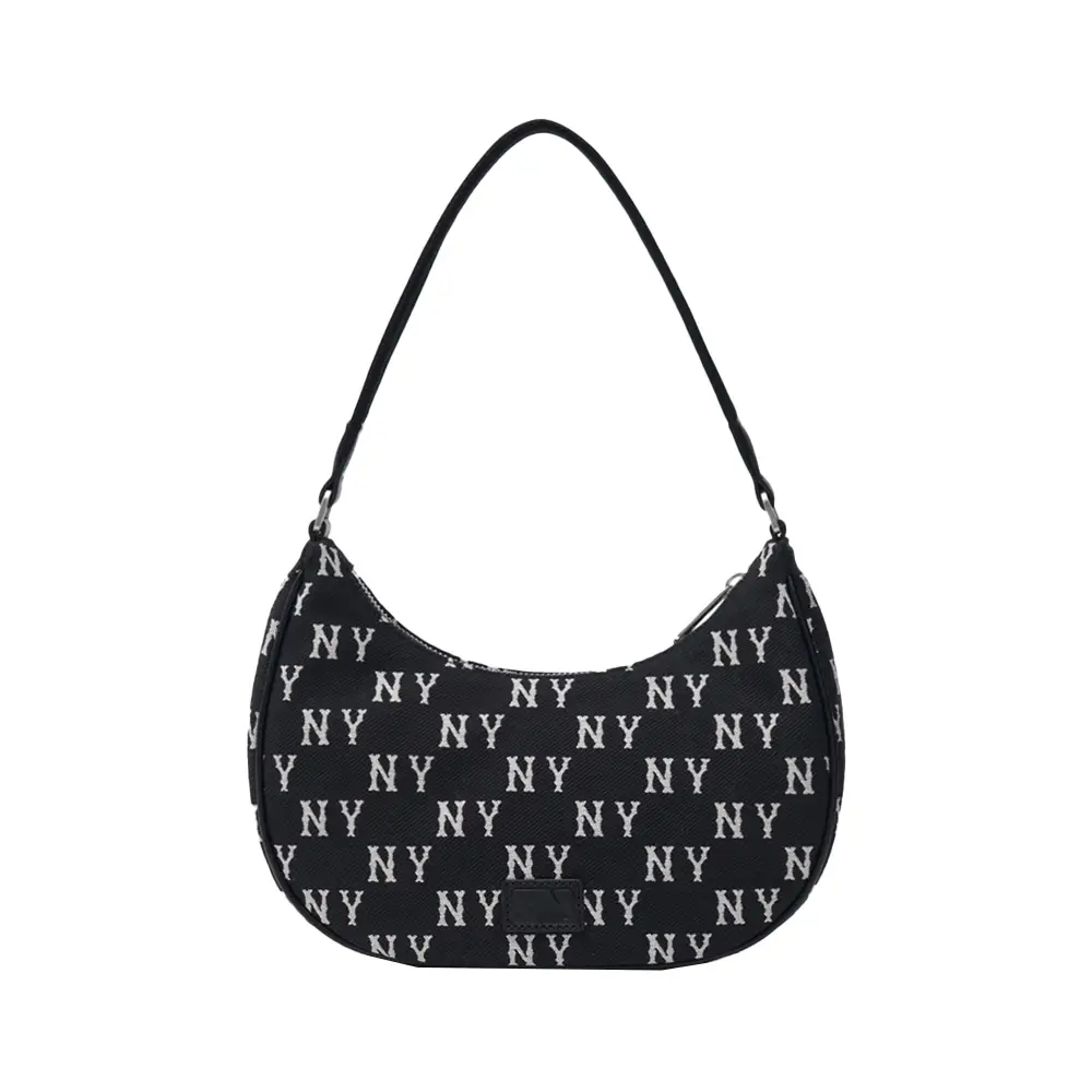 MLB NY Yankees Classic Monogram Jacquard Hobo Bag Black