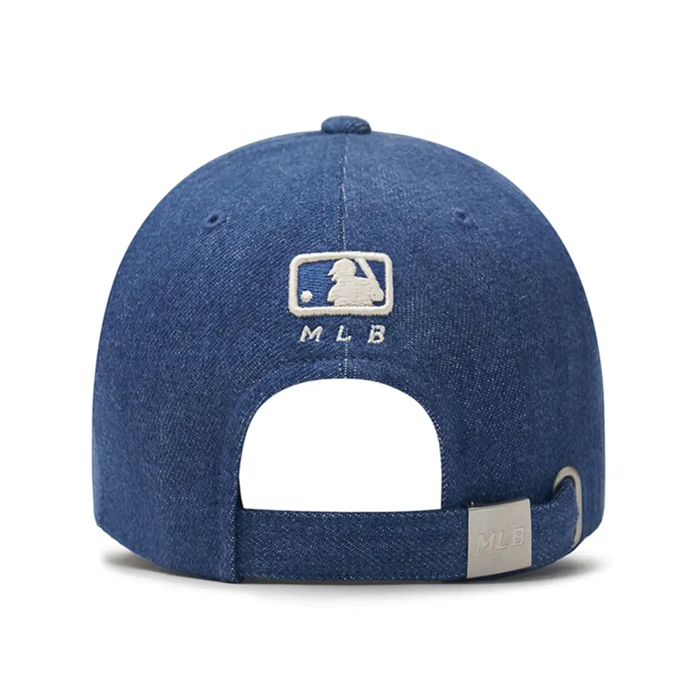 ★MLB Korea★ Varsity Cursive Lettering Denim Unstructured B Varsity Cursive Denim Color Block Unstructured Ball Cap LOS