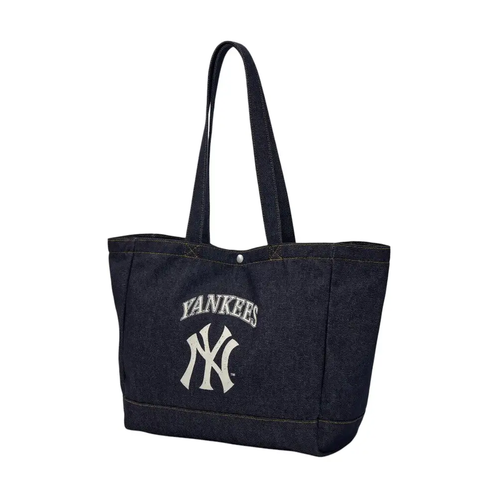 MLB NY Yankees Vintage Lettering Denim Shopper Tote Bag