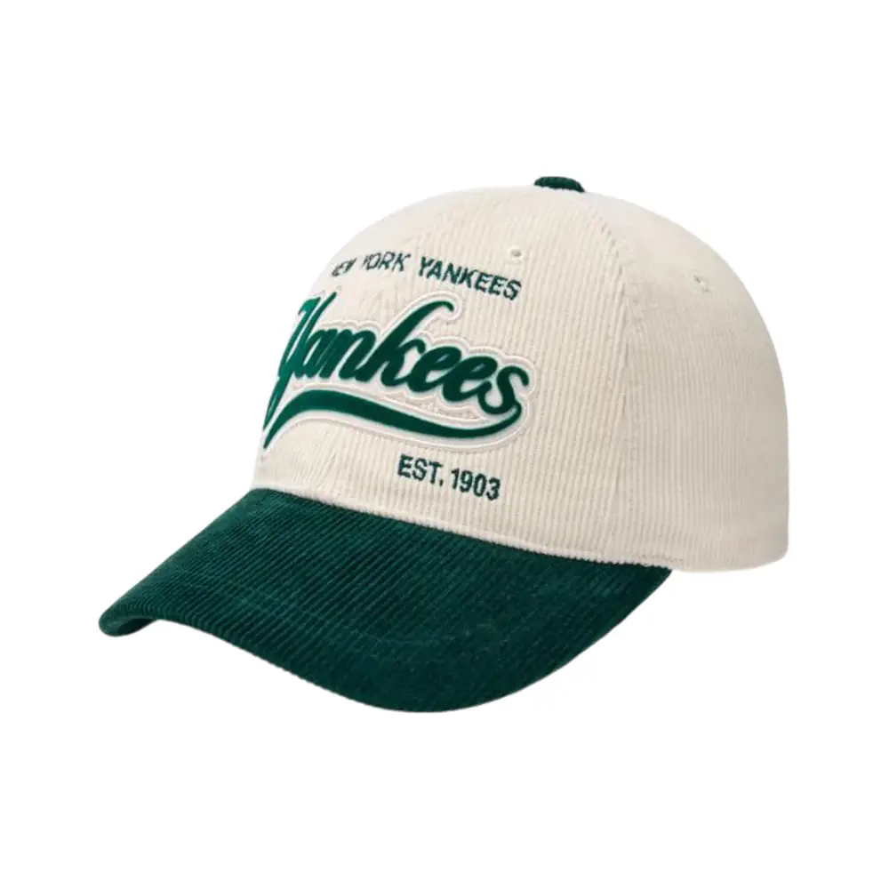 MLB NY Yankees Varsity Corduroy Color Block Ball Cap Cream