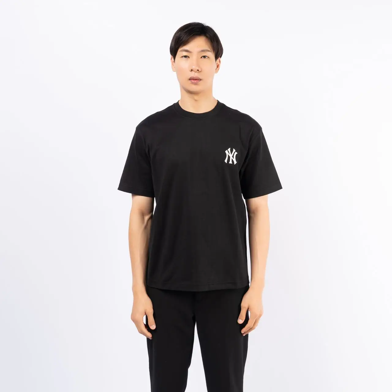 MLB■(W)Denim-Like Monogram T-shirt★送料込 Unisex MLB x monogram logo Print Tshirts ユニセックス男女