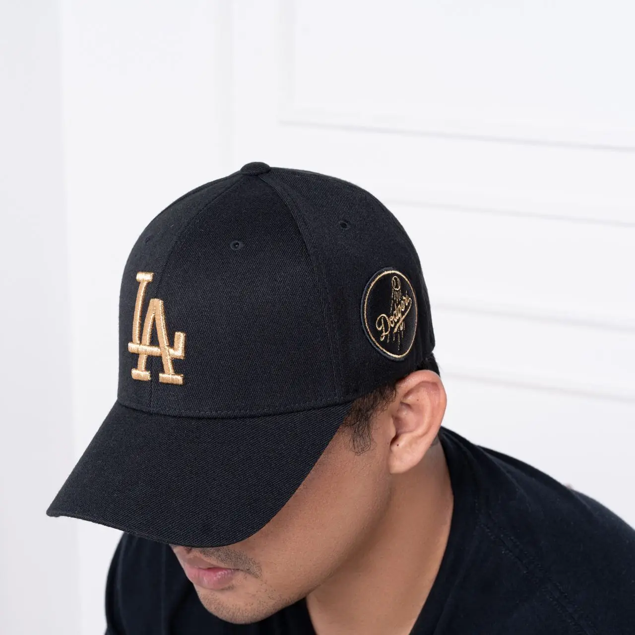 MLB LA Dodgers Circle Stamp Ball Cap Black/Gold – voilà.id