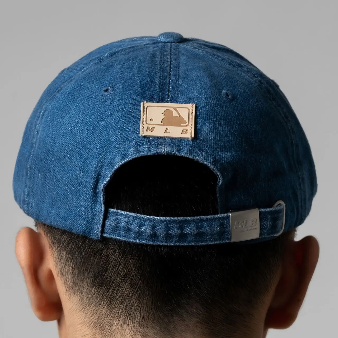 ★MLB Korea★ Damaged Washed Denim Unstructured Ball Cap NY Varsity Lettering Color Denim Unstructured Ball Cap NEW YORK